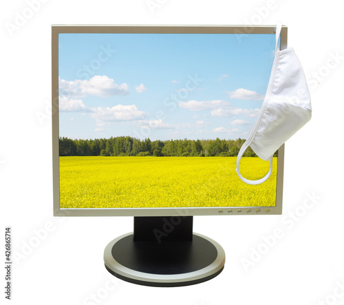Computer screen with facemask
