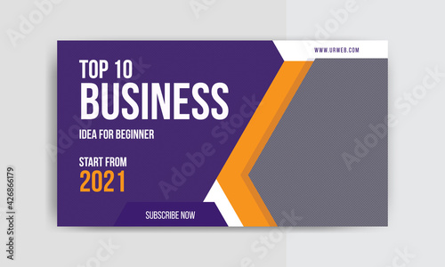 Video thumbnail design  for any video. Editable business ideas thumbnail template for social media