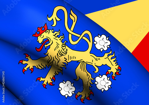 3D Flag of Geldern (North Rhine-Westphalia), Germany. 3D Illustration. photo