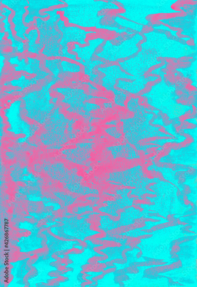 Abstract art background blue and pink paint hand drawn illustration