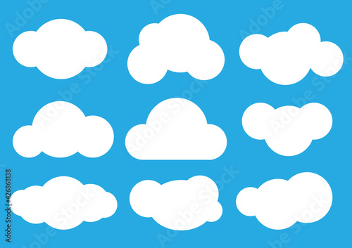 Cloud collection vector illustration icon on blue background