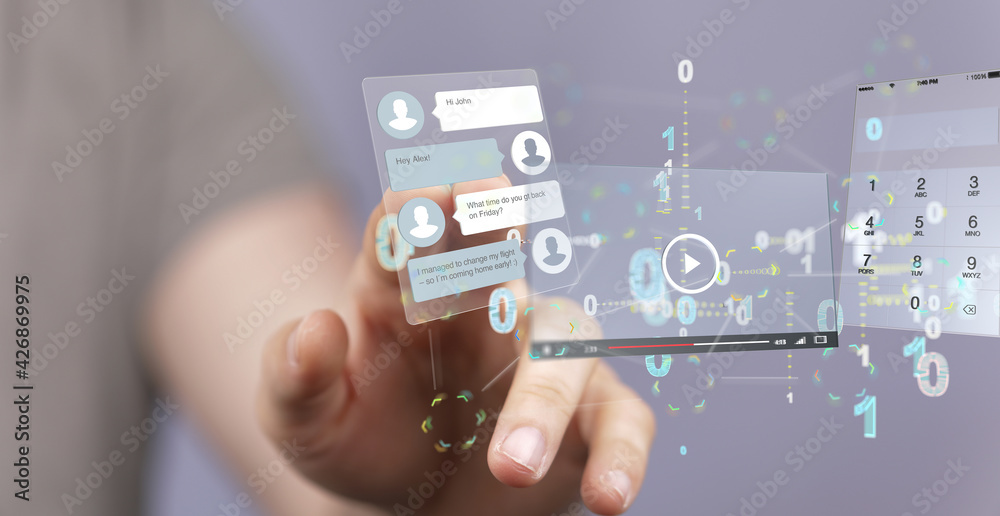 virtual develop interface web application in hand