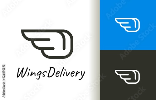 Delivery box with wing shipping logo company, logo vector template design. Ready to use, easy for edit.	