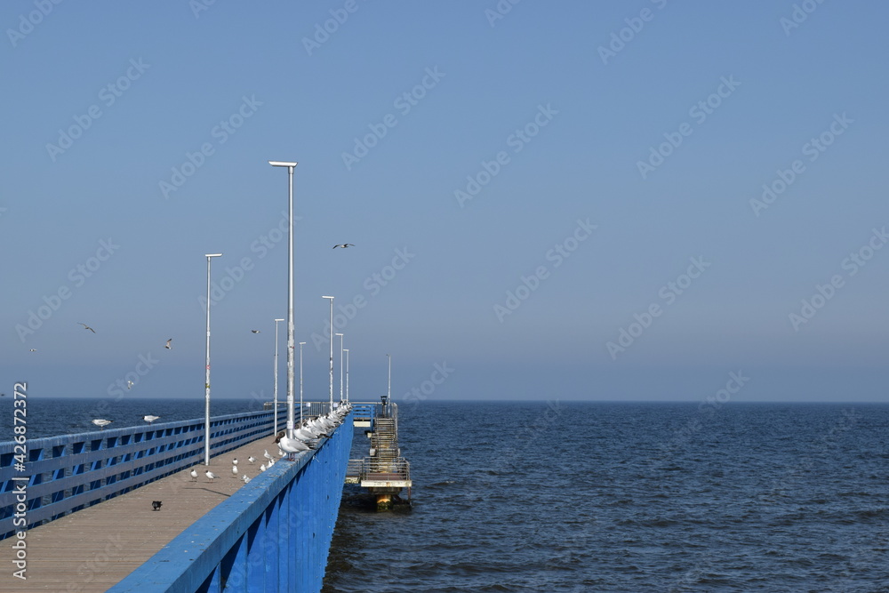 Long pier on the shores of the baltic sea.