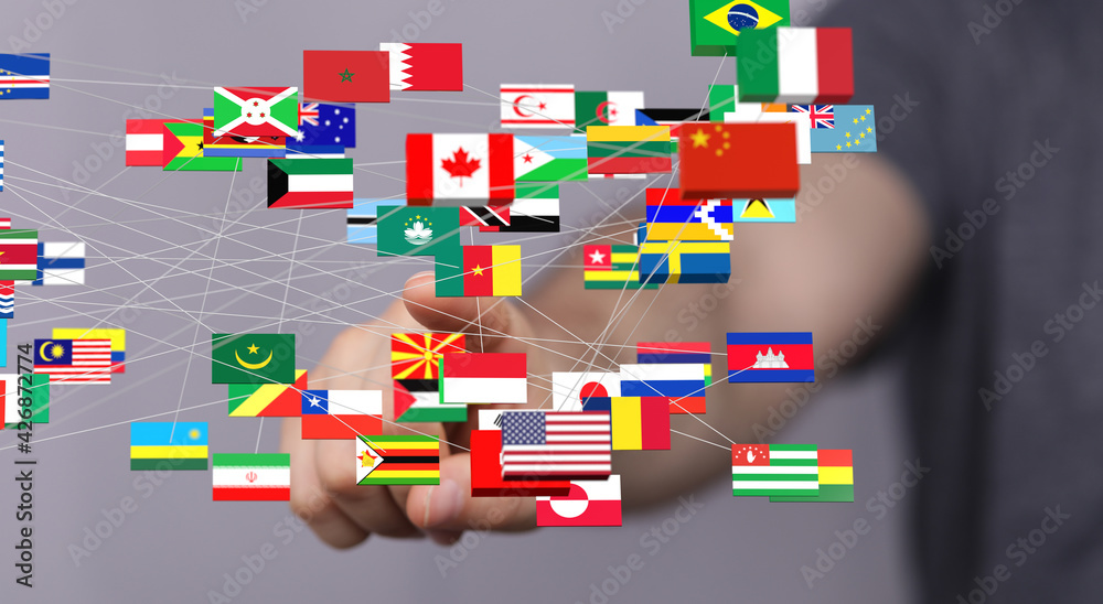 Obraz premium international flags 3d global partner