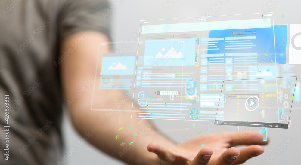 virtual develop interface web application in hand virtual develop interface web application in hand