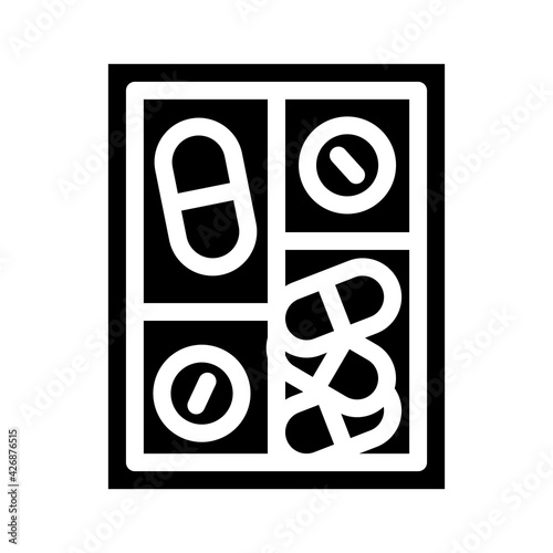 pillbox container glyph icon vector. pillbox container sign. isolated contour symbol black illustration