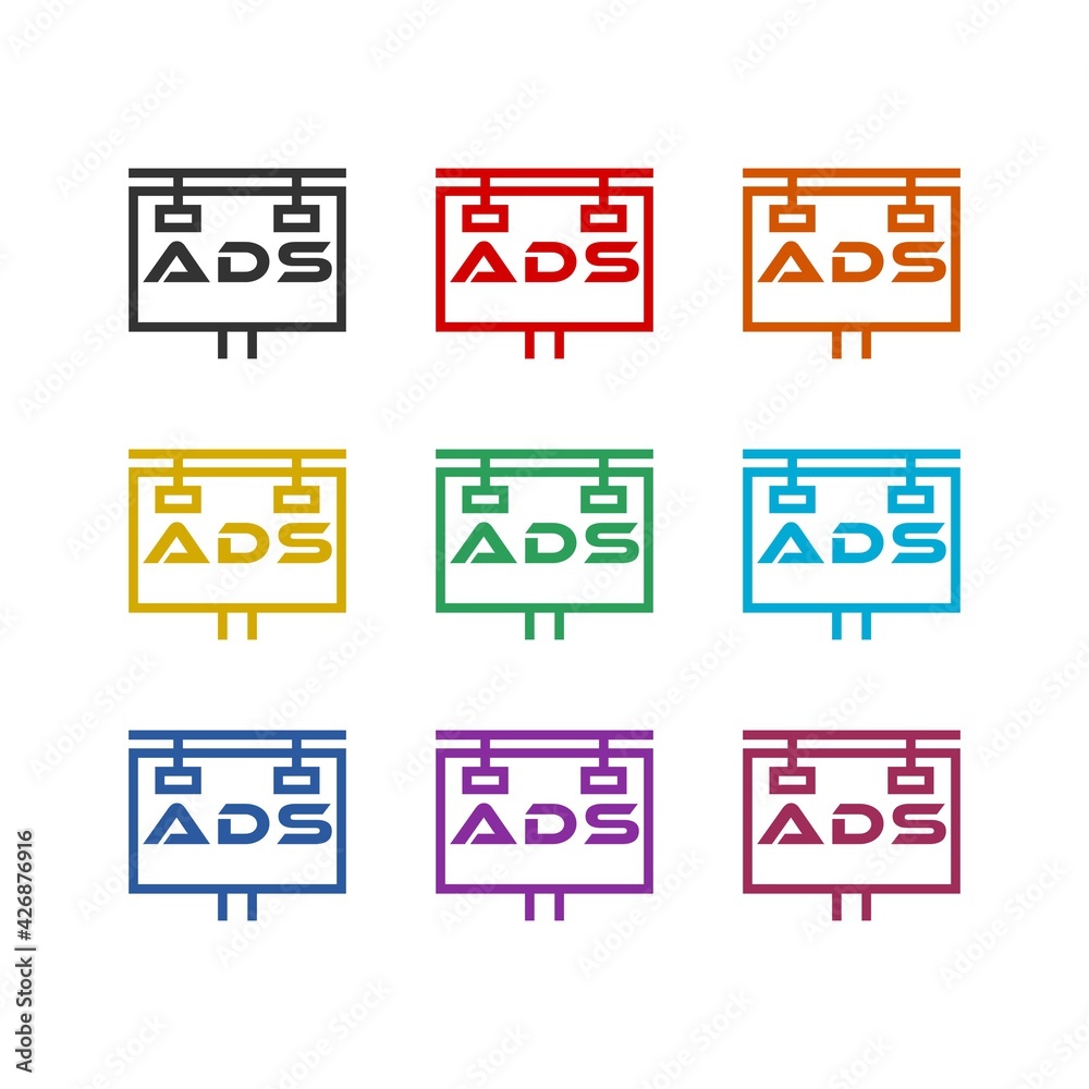 Ads icon isolated on dark background Ads icon isolated on dark background
