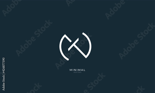 Alphabet letter icon logo NT or TN