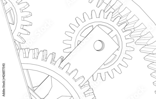 gears cogs mechanism vector 3d illustration
