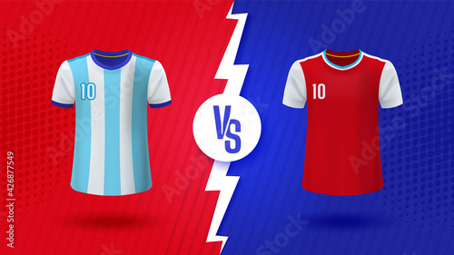 Blue versus vs banner for football competition