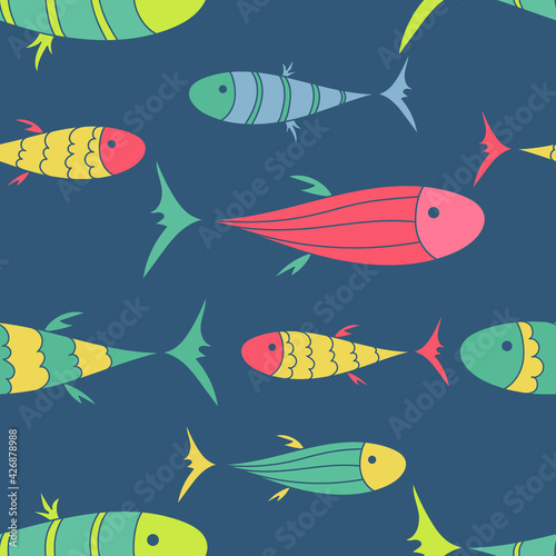 vector graphics for production, any subject,abstract fish, underwater kingdom
