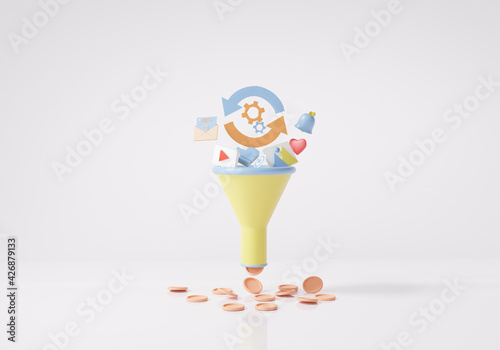 Digital Marketing to buys CRO or Conversion rate optimization. analytics Management development on platform and internet online business on white background. 3d rendering photo