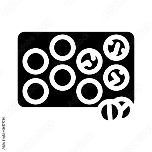 glister with pills glyph icon vector. glister with pills sign. isolated contour symbol black illustration