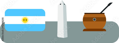 Pack Argentino Bandera Obelisco Mate Argentino