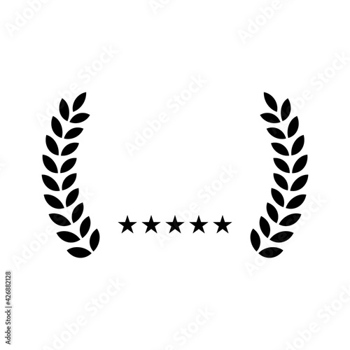 ランキング　表彰　月桂樹　モノクロ　アイコン　イラスト（シルエット）