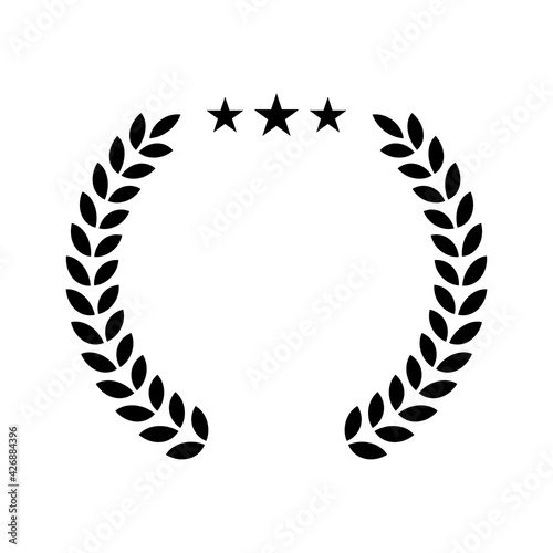 ランキング　表彰　月桂樹　モノクロ　アイコン　イラスト（シルエット）