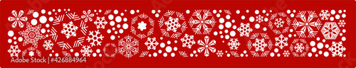 Red and white snowflakes border vector decoration template for Christmas or new year design 