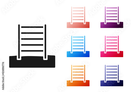 Black Wooden Swedish wall icon isolated on white background. Swedish stairs. Set icons colorful. Vector