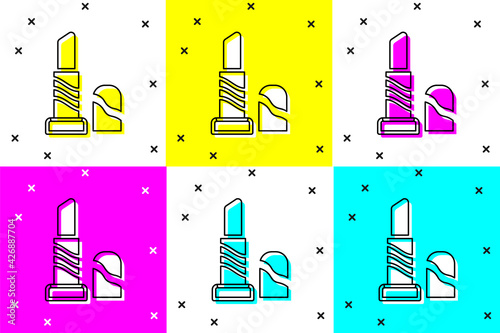 Set Lipstick icon isolated on color background. 8 March. International Happy Women Day. Vector