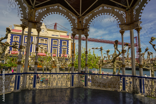 Vizcaya Bridge,  great hotel from the Portugalete music kiosk 