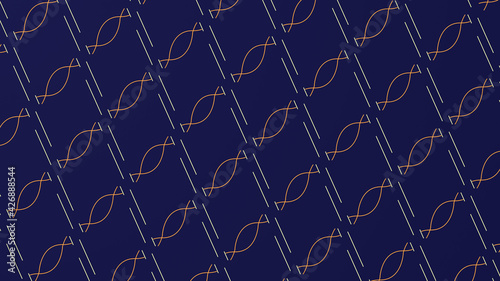 Geometric pattern where lines and shapes intersect with each other to form new patterns on dark blue gradient with copy space. Use background for logo. Simple illustration concept