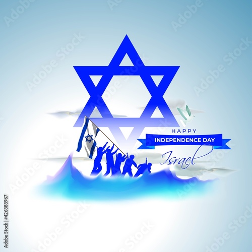 Vector illustration concept of Israel Independence Day, Yom Ha'atzmaut. National day of Israel.