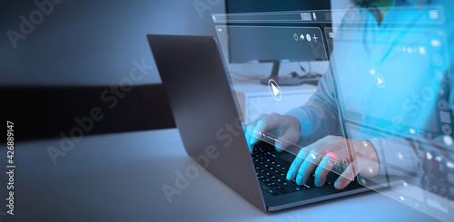 Tableau sur toile Video streaming on internet Concept