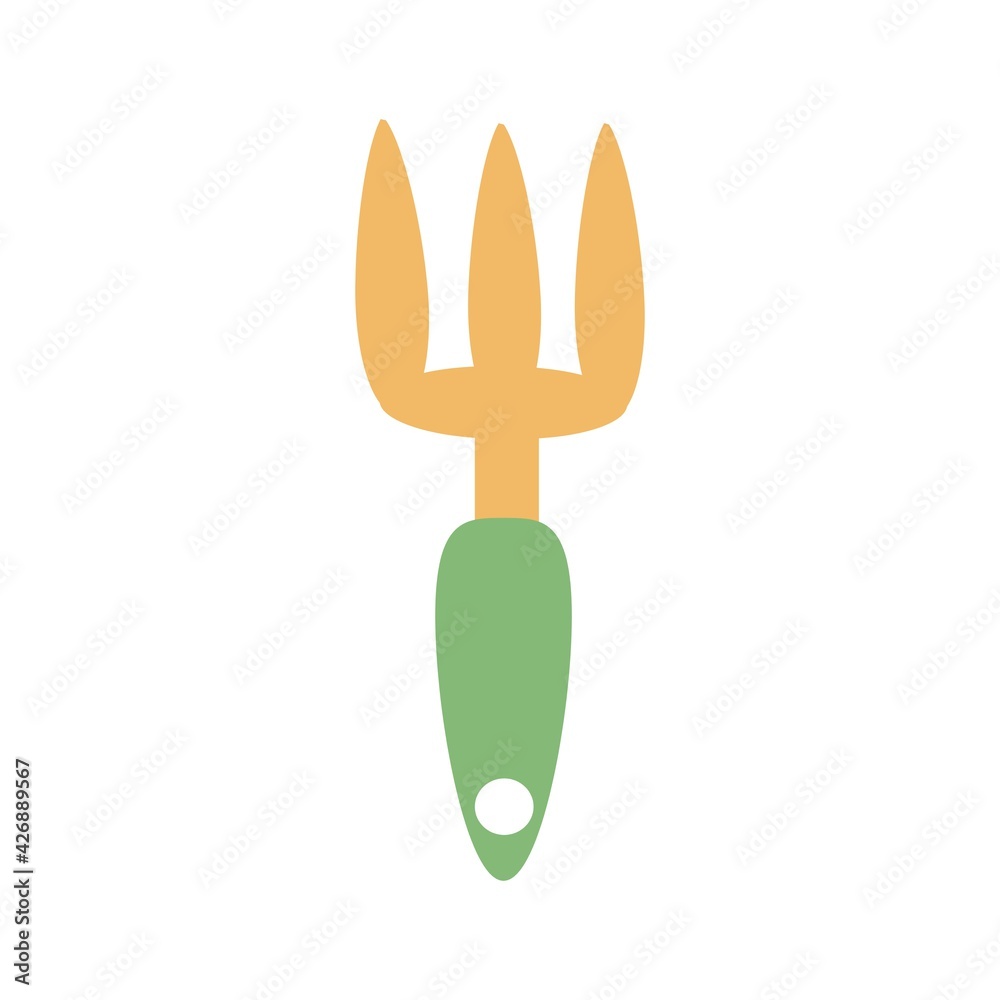 Garden tool small rake Flat vector illustration Garden tool small rake Flat vector illustration
