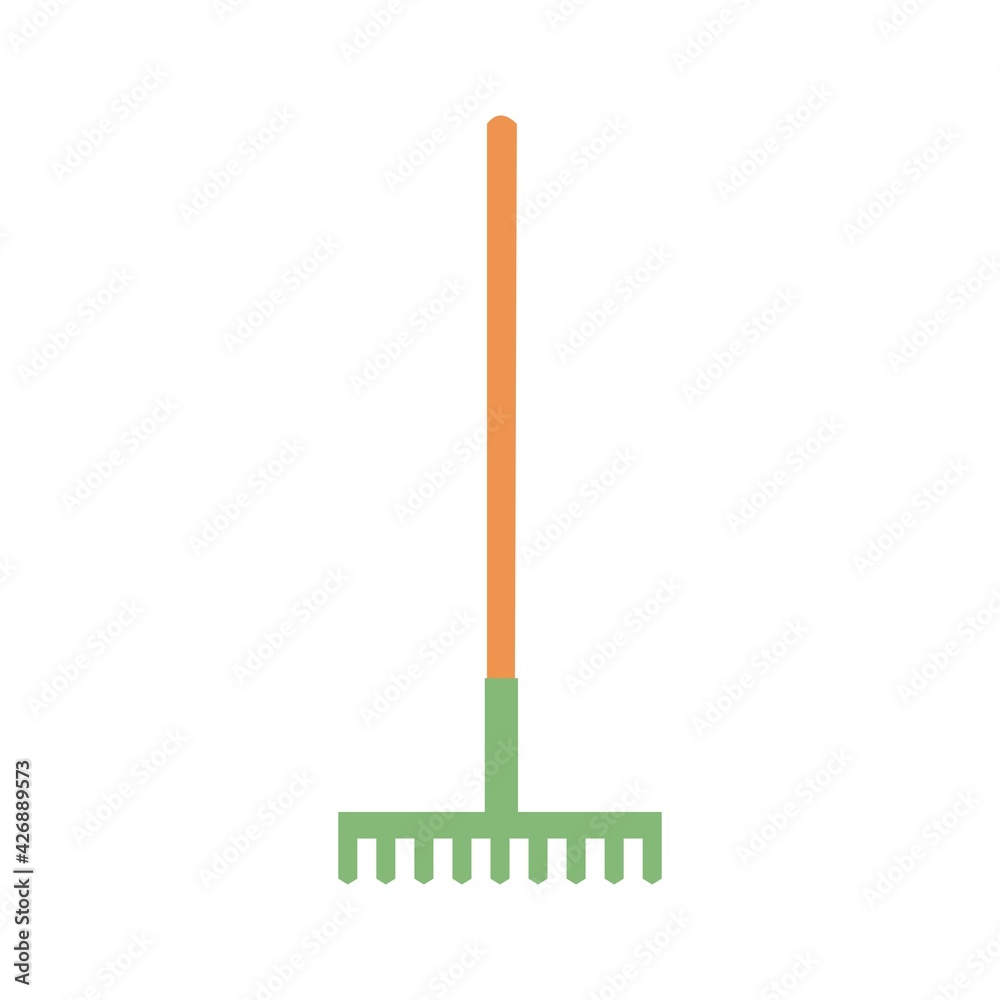 Green rake Flat vector illustration