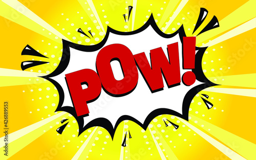 pow red comic style  yellow burst background