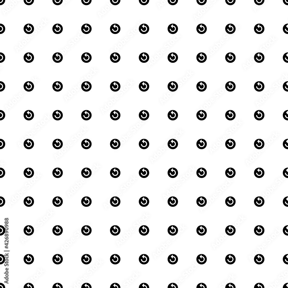 Square seamless background pattern from geometric shapes. The pattern is evenly filled with black replay media symbols. Vector illustration on white background