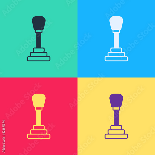 Pop art Gear shifter icon isolated on color background. Manual transmission icon. Vector