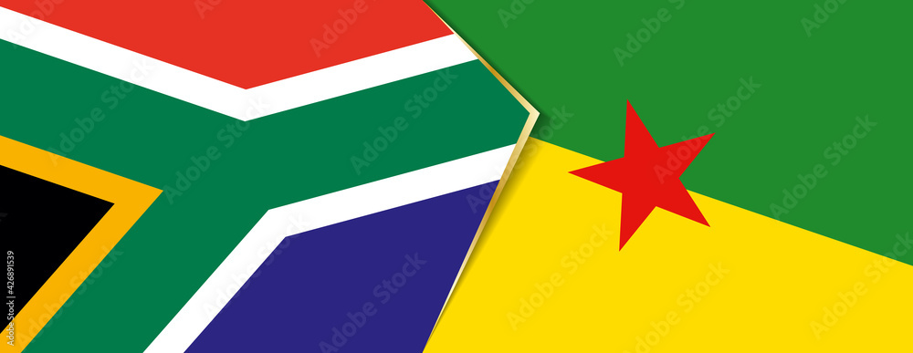 South Africa and French Guiana flags, two vector flags. South Africa and French Guiana flags, two vector flags.