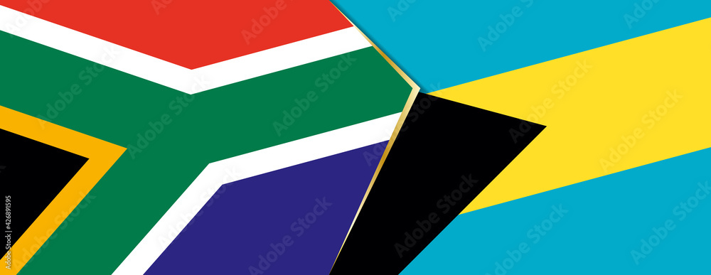 South Africa and The Bahamas flags, two vector flags.