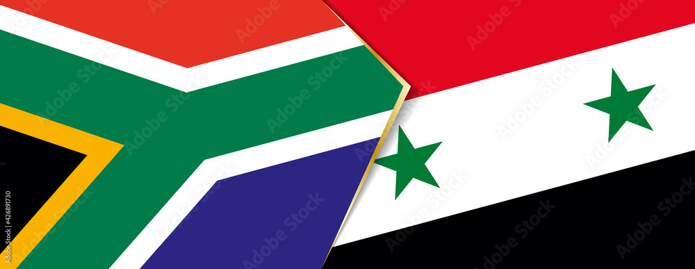 South Africa and Syria flags, two vector flags. South Africa and Syria flags, two vector flags.