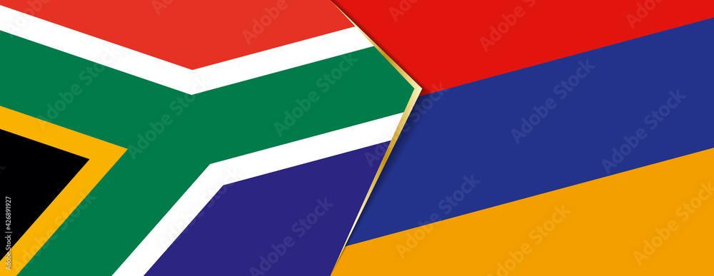 South Africa and Armenia flags, two vector flags. South Africa and Armenia flags, two vector flags.