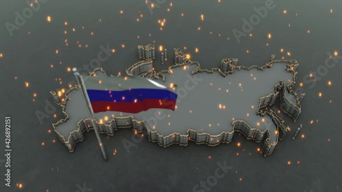3D animation of the map of russia