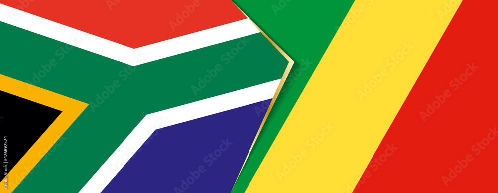 South Africa and Congo flags, two vector flags. South Africa and Congo flags, two vector flags.