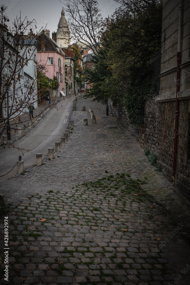 cobble stone streets of montmartre rue de abreuvoir