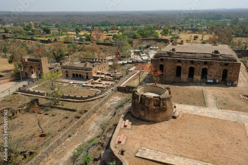 Camel stables and royal baths within the fortified enclosure of Orchha., Madhya Pradesh, India.