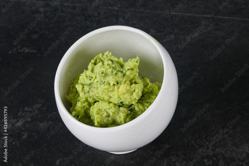 Avocado guacamole sauce with chili pepper Avocado guacamole sauce with chili pepper