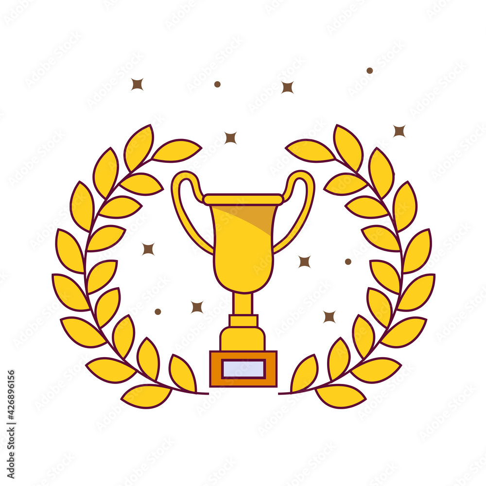 Trophy Vector Icon Illustration in Flat cartoon style. Gold Trophies On ...