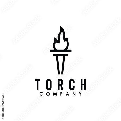 torch letter t simple flat logo design vector