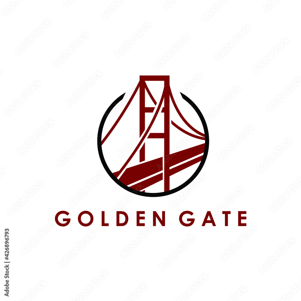 golden gate logo simple flat in the circle shape golden gate logo simple flat in the circle shape