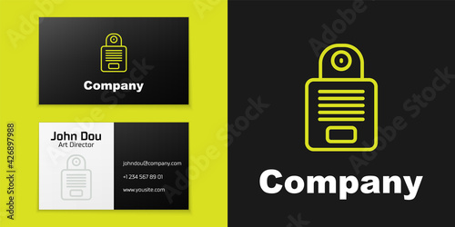 Logotype line Intercom icon isolated on black background. Logo design template element. Vector