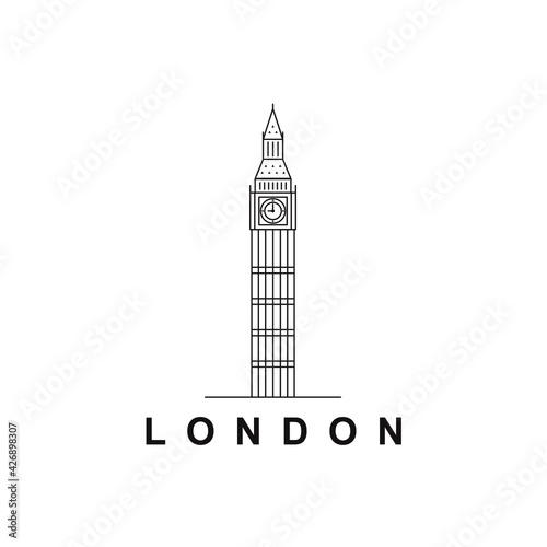 London clock tower logo design vector illustration