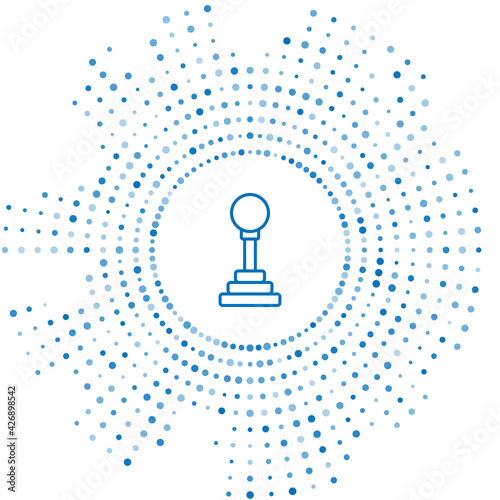 Blue line Gear shifter icon isolated on white background. Manual transmission icon. Abstract circle random dots. Vector