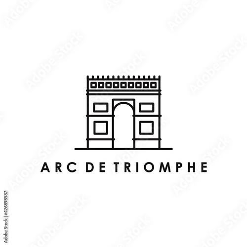 arch de triomphe France landmark line art 