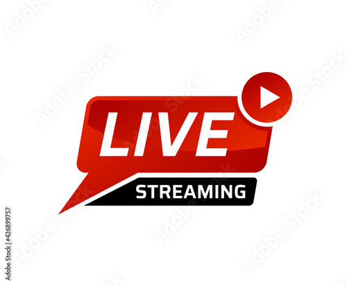 live streaming icon. sticker banner for broadcasting, livestream or online stream.